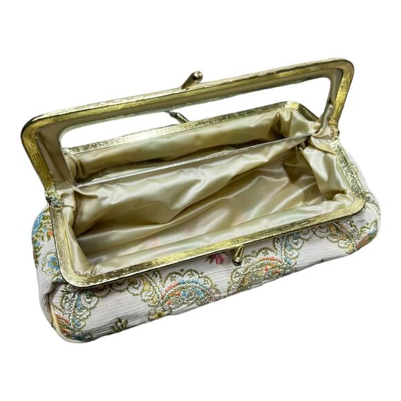 Vintage Celebrity Tapestry Floral Makeup Cosmetic Bag Mirror Small Coquette Flaw - Picture 2 of 12